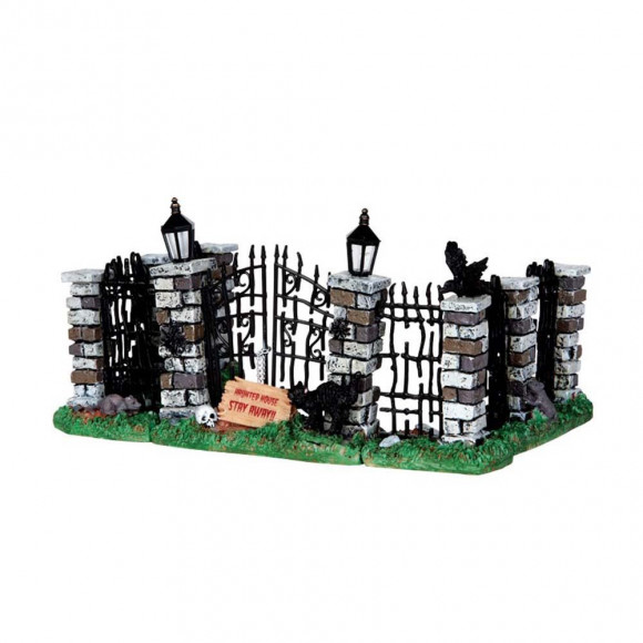 SPOOKY IRON GATE AND FENCE, SET OF 5