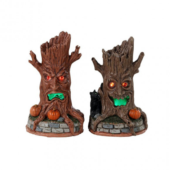 HAUNTED TREE TRUNKS, SET OF 2, B/O (4.5V