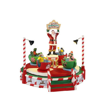 SANTA'S PEPPERMINT TEACUP SPINNER, B/O (