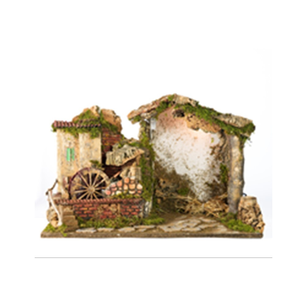 CAPANNA CM. 50X26X33 CON MULINO AD ACQUA CAPANNA CM. 50X26X33 CON MULINO AD ACQUA