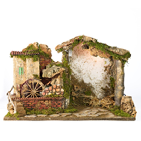 CAPANNA CM. 50X26X33 CON MULINO AD ACQUA CAPANNA CM. 50X26X33 CON MULINO AD ACQUA