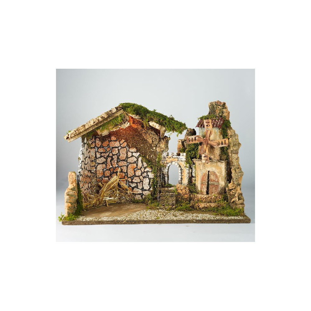 CAPANNA CM. 50X26X34 C/LUCE + MULINO A V CAPANNA CM. 50X26X34 C/LUCE + MULINO A V