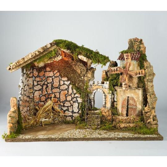 CAPANNA CM. 50X26X34 C/LUCE + MULINO A V CAPANNA CM. 50X26X34 C/LUCE + MULINO A V