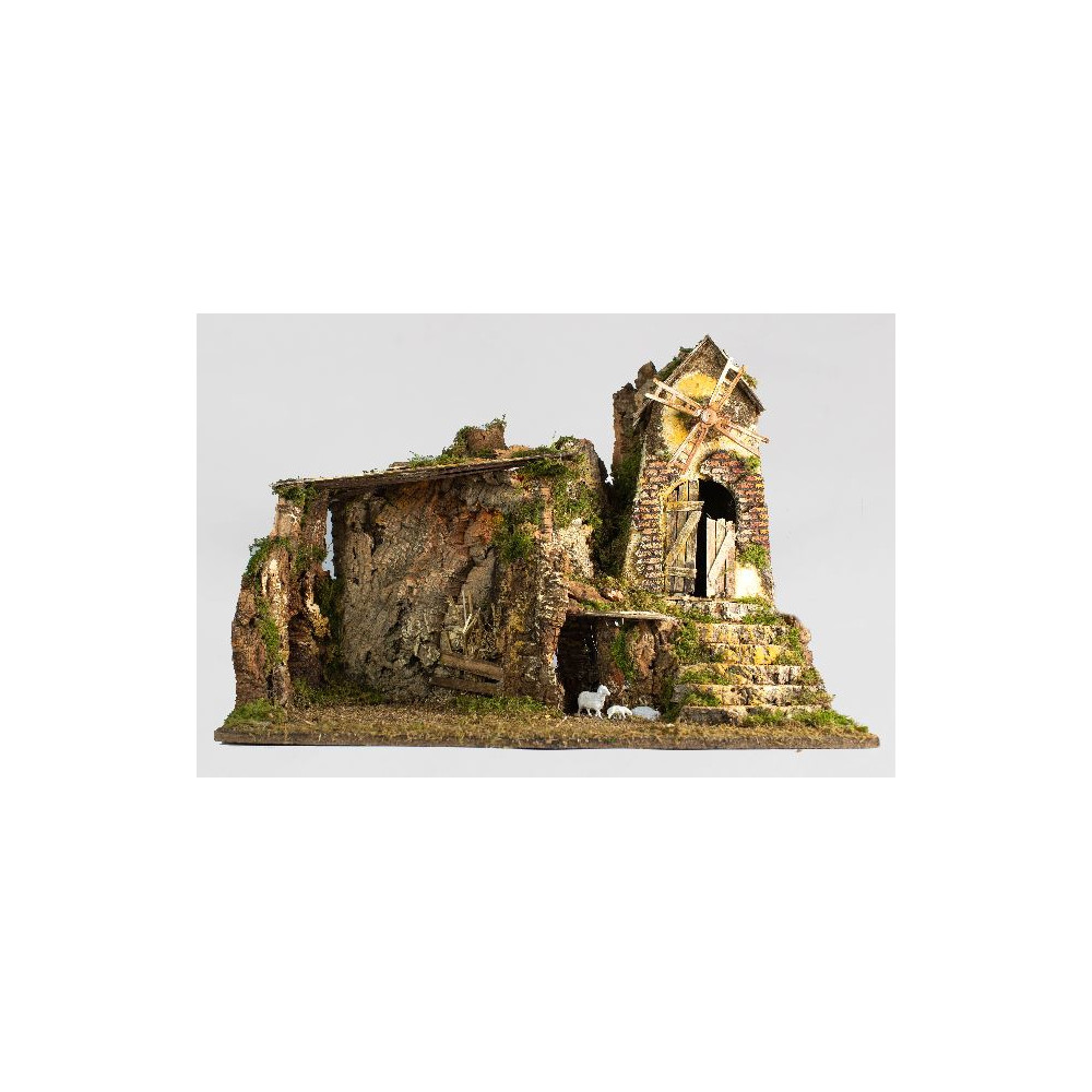 CAPANNA CM. 60X34X44 CON MULINO A VENTO CAPANNA CM. 60X34X44 CON MULINO A VENTO