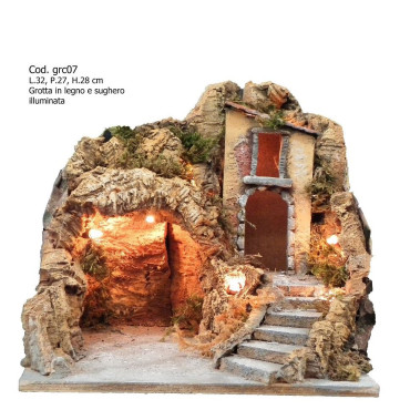 GROTTA CON CASETTA IN SUGHERO E LEGNO IL