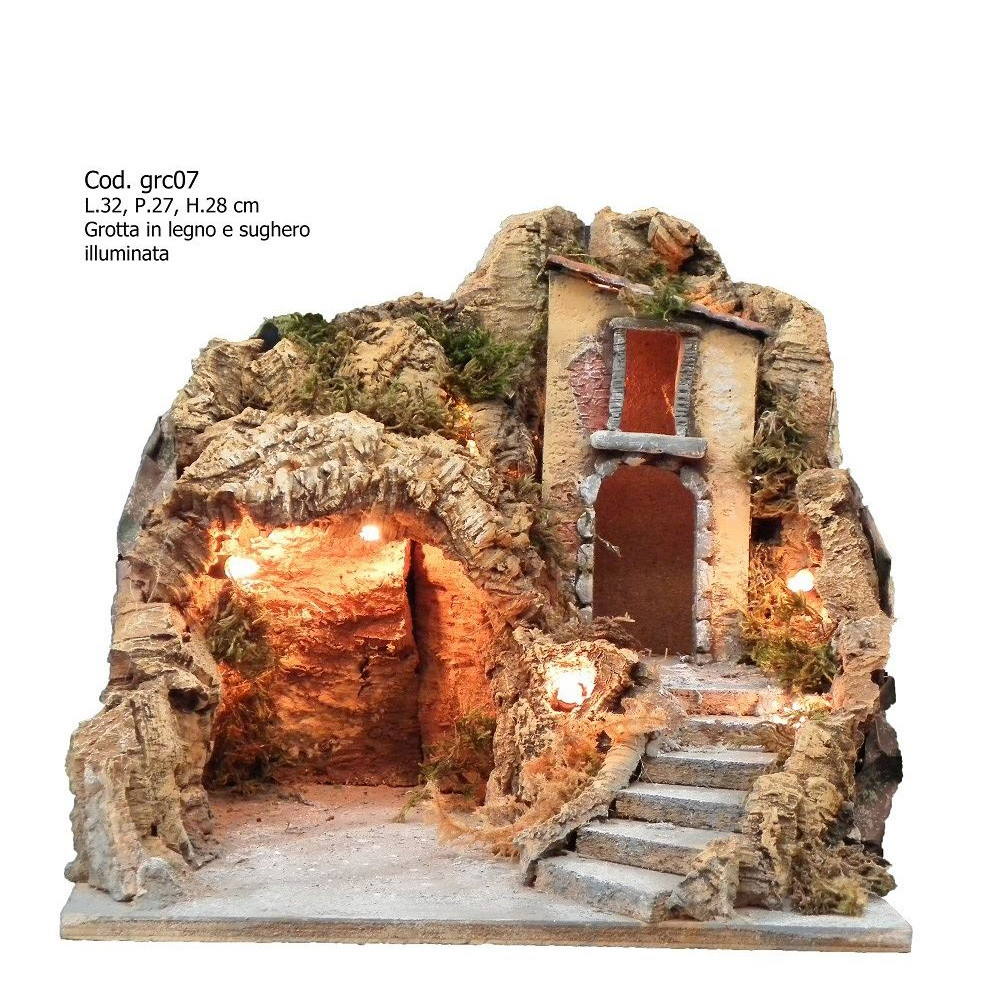 GROTTA CON CASETTA IN SUGHERO E LEGNO IL GROTTA CON CASETTA IN SUGHERO E LEGNO IL