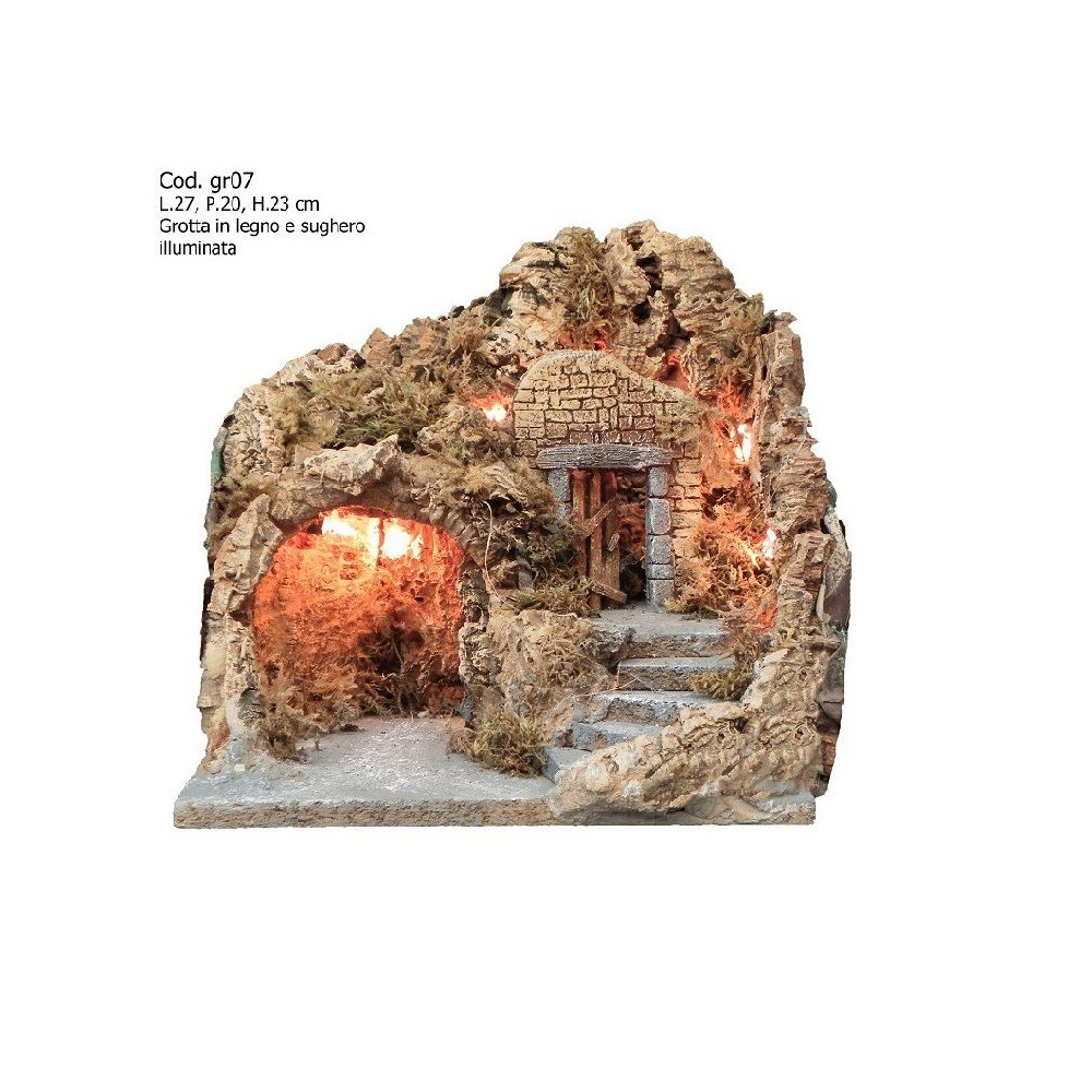 GROTTA IN LEGNO E SUGHERO ILLUMINATA GROTTA IN LEGNO E SUGHERO ILLUMINATA