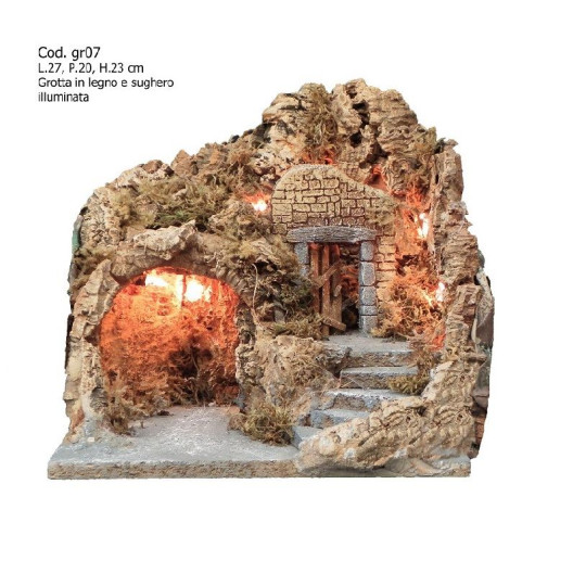 GROTTA IN LEGNO E SUGHERO ILLUMINATA GROTTA IN LEGNO E SUGHERO ILLUMINATA