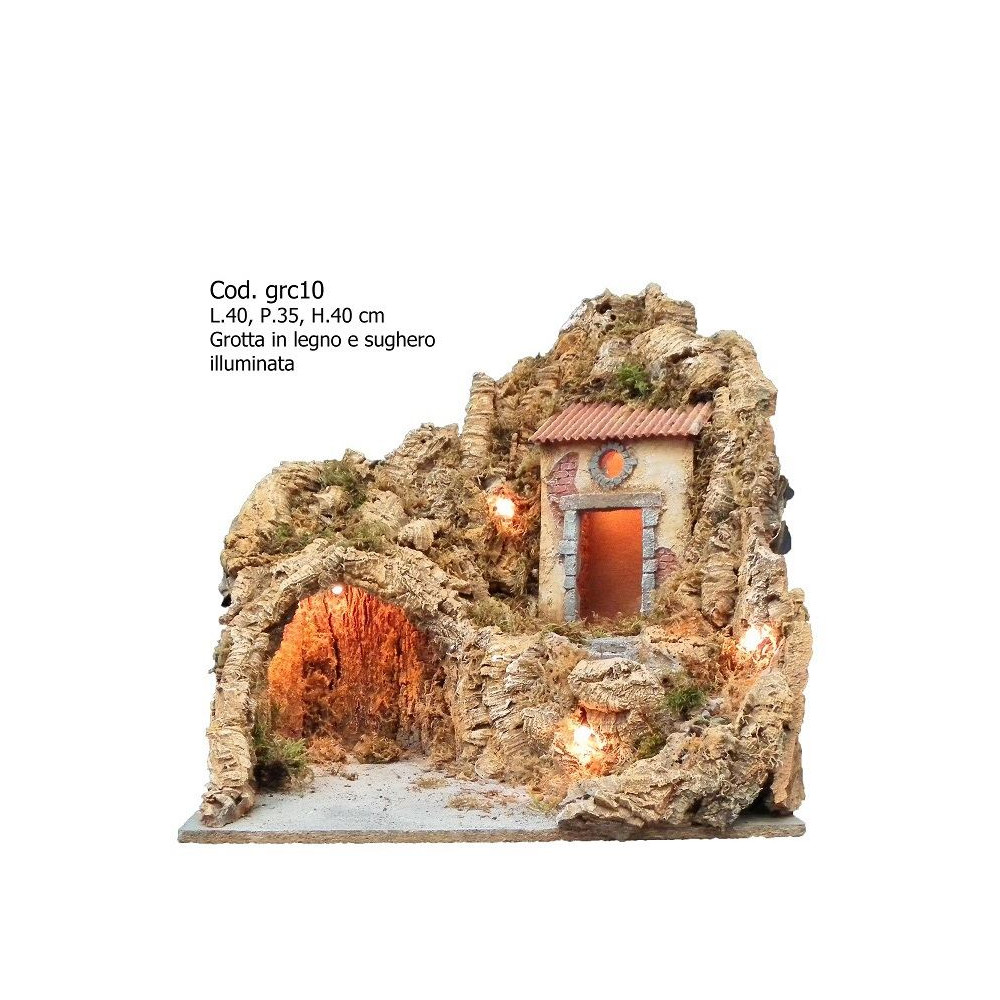 GROTTA IN LEGNO E SUGHERO ILLUMINATA GROTTA IN LEGNO E SUGHERO ILLUMINATA