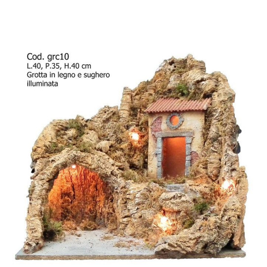GROTTA IN LEGNO E SUGHERO ILLUMINATA GROTTA IN LEGNO E SUGHERO ILLUMINATA