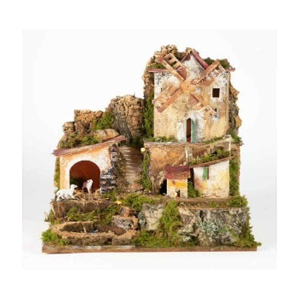 PAESAGGIO CON LUCI E MULINO A VENTO CON PAESAGGIO CON LUCI E MULINO A VENTO CON