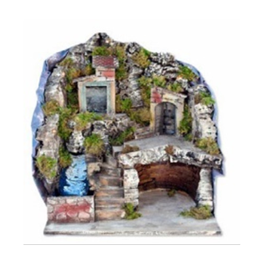 PRESEPE CM 33X27X40 CON LUCI E CASCATA F PRESEPE CM 33X27X40 CON LUCI E CASCATA F
