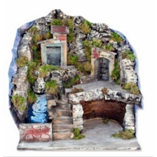 PRESEPE CM 33X27X40 CON LUCI E CASCATA F PRESEPE CM 33X27X40 CON LUCI E CASCATA F