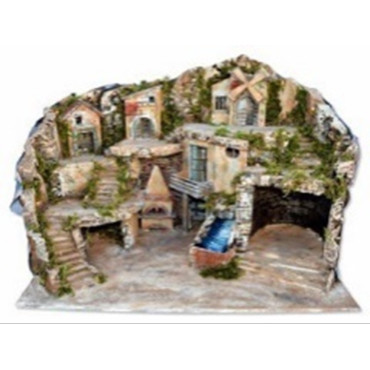 PRESEPE CM68X50X54 C/LUCI ,CASCATA,MUL.