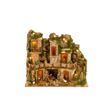 PRESEPE CON LUCI E FONTANA 50X30X45