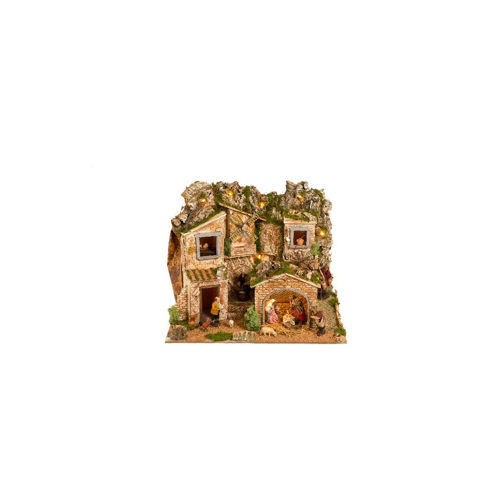 PRESEPE CON LUCI E FONTANA 57X37X50 PRESEPE CON LUCI E FONTANA 57X37X50