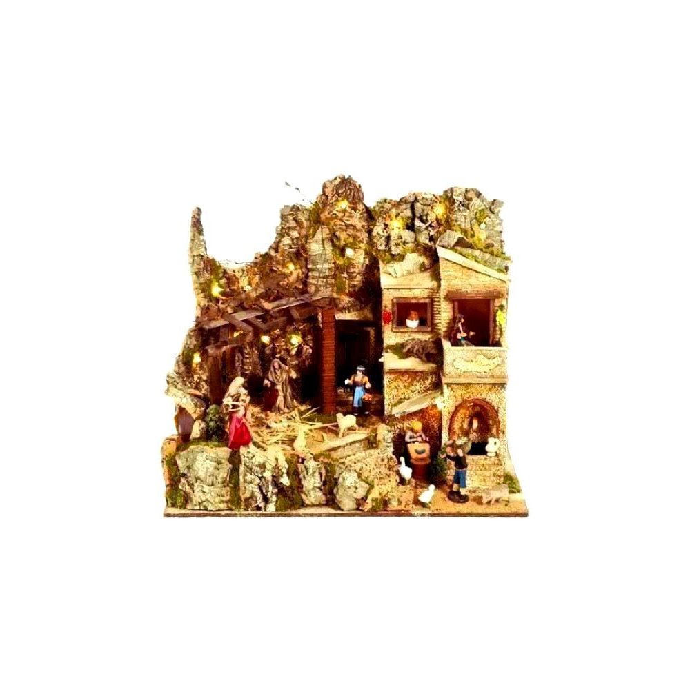 PRESEPE CON LUCI E FONTANA 60X40X50 PRESEPE CON LUCI E FONTANA 60X40X50