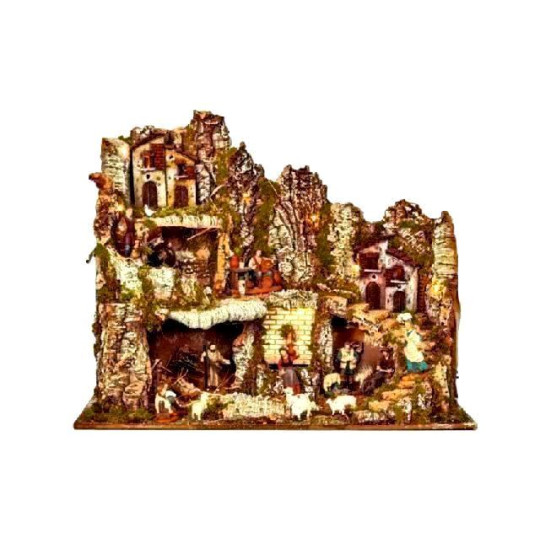 PRESEPE CON LUCI E FONTANA 60X40X50 PRESEPE CON LUCI E FONTANA 60X40X50