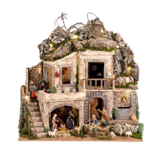 PRESEPE CON LUCI E FONTANA 60X40X55 PRESEPE CON LUCI E FONTANA 60X40X55