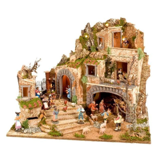 PRESEPE CON LUCI E FONTANA 80X60X65 PRESEPE CON LUCI E FONTANA 80X60X65