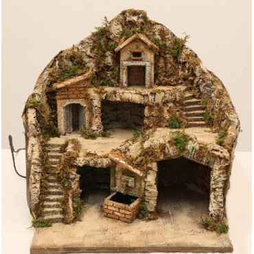 PRESEPE IN LEGNO E SUG ILL CON FONTANA