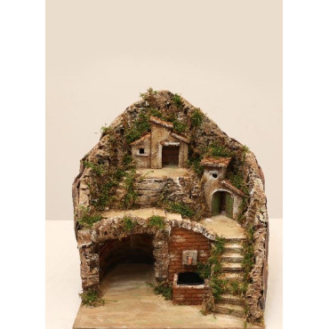 PRESEPE IN LEGNO E SUG ILL CON FONTANA