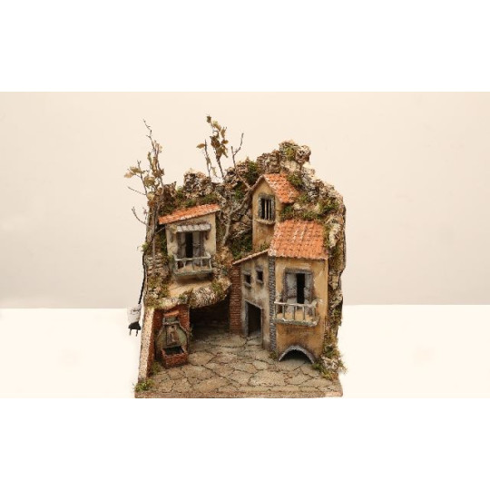 PRESEPE IN LEGNO E SUG ILL CON FONTANA