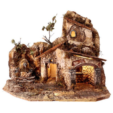 PRESEPE IN LEGNO,SUGHERO E RESINA CON FO
