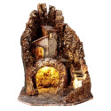 PRESEPE IN LEGNO,SUGHERO E RESINA ILLUMI
