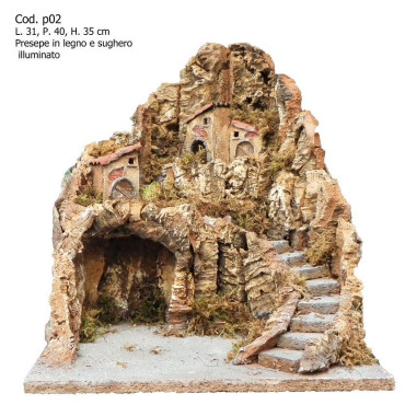 PRESEPE LEGNO SUGHERO C/LUCE