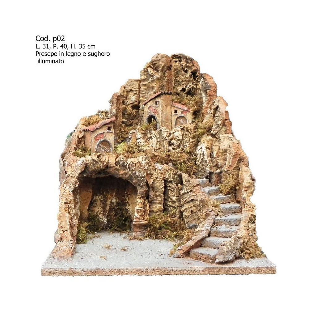 PRESEPE LEGNO SUGHERO C/LUCE PRESEPE LEGNO SUGHERO C/LUCE