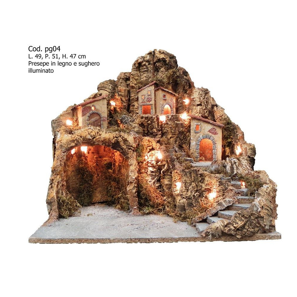 PRESEPE LEGNO SUGHERO C/LUCE PRESEPE LEGNO SUGHERO C/LUCE