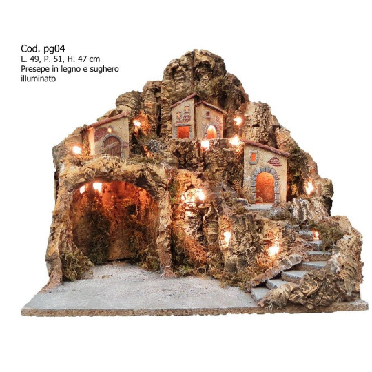 PRESEPE LEGNO SUGHERO C/LUCE PRESEPE LEGNO SUGHERO C/LUCE