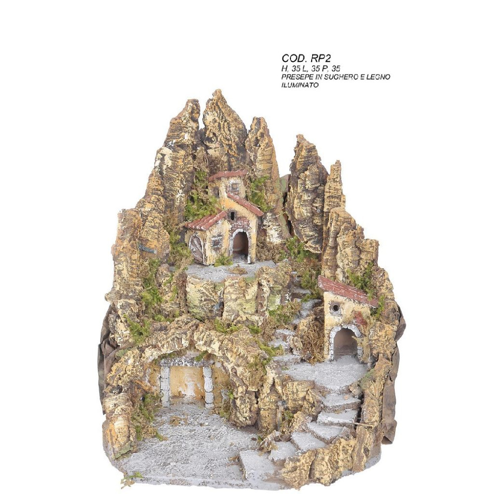 PRESEPE LEGNO SUGHERO C/LUCE PRESEPE LEGNO SUGHERO C/LUCE