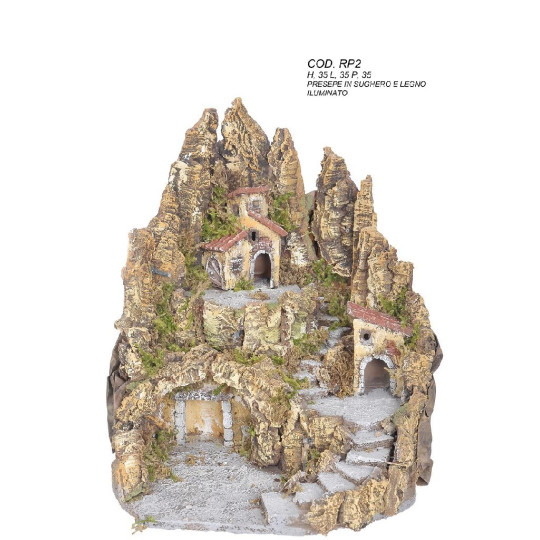 PRESEPE LEGNO SUGHERO C/LUCE PRESEPE LEGNO SUGHERO C/LUCE