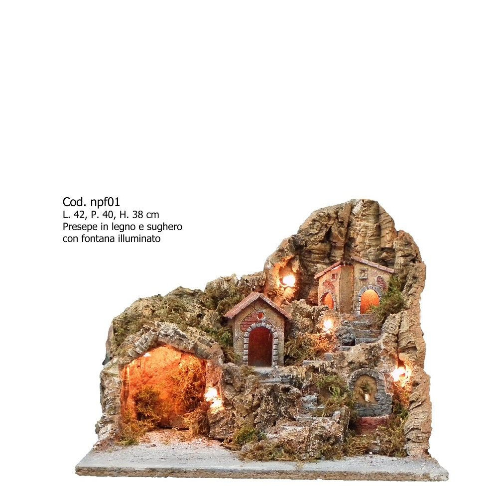 PRESEPE LEGNO SUGHERO C/LUCE FONTANA PRESEPE LEGNO SUGHERO C/LUCE FONTANA
