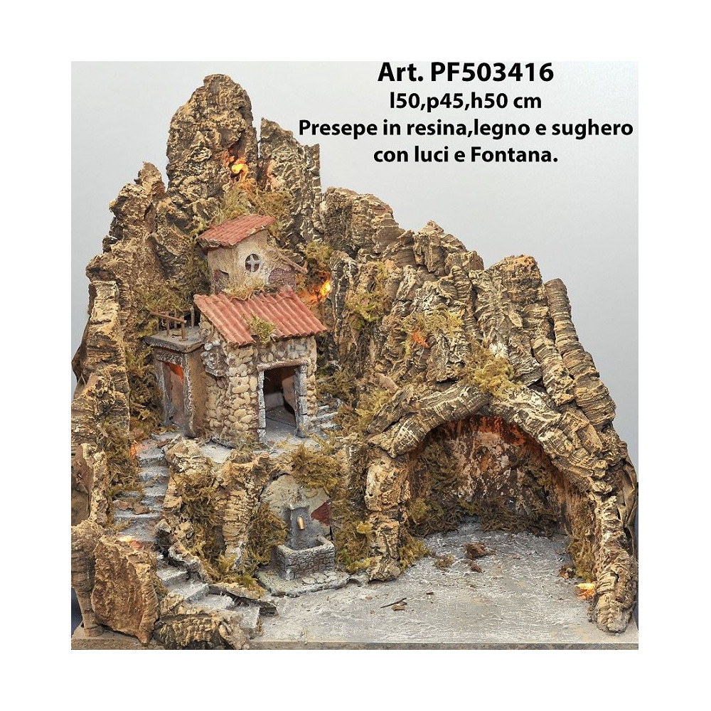 PRESEPE LEGNO SUGHERO C/LUCE FONTANA PRESEPE LEGNO SUGHERO C/LUCE FONTANA