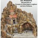 PRESEPE LEGNO SUGHERO C/LUCE FONTANA