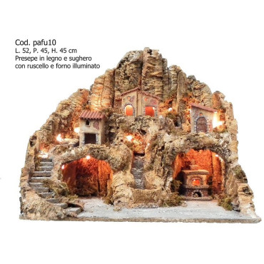 PRESEPE LEGNO SUGHERO C/LUCE RUSCELLO
