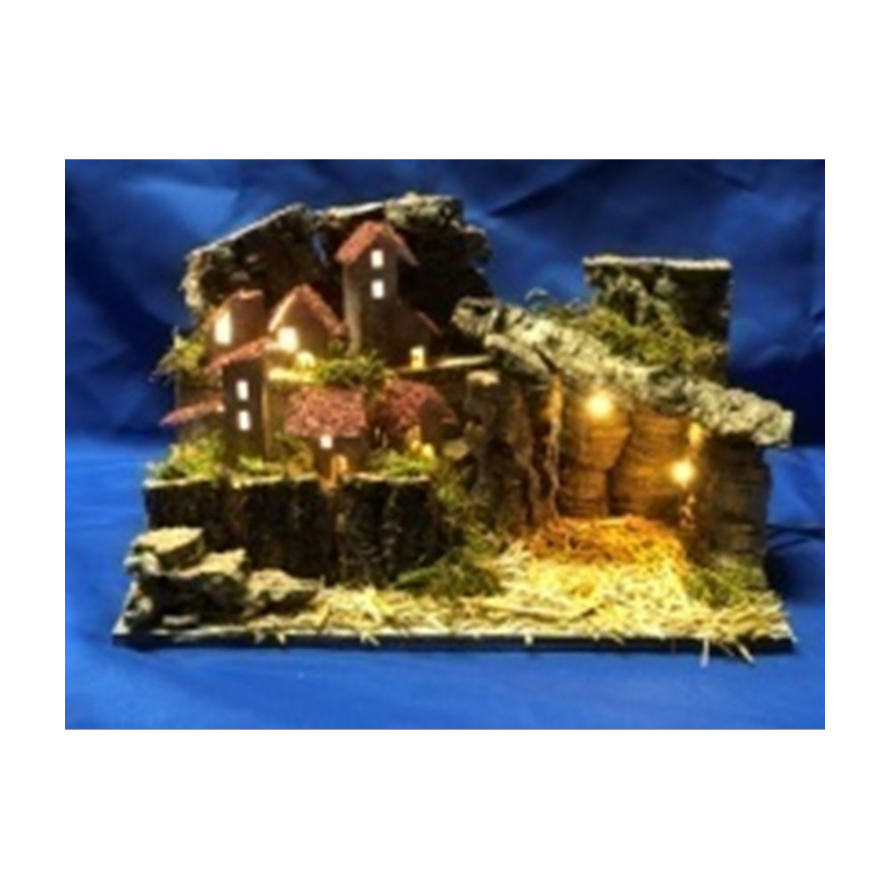 VILLAGGIO CON GROTTA E LUCE 30X17X18 VILLAGGIO CON GROTTA E LUCE 30X17X18