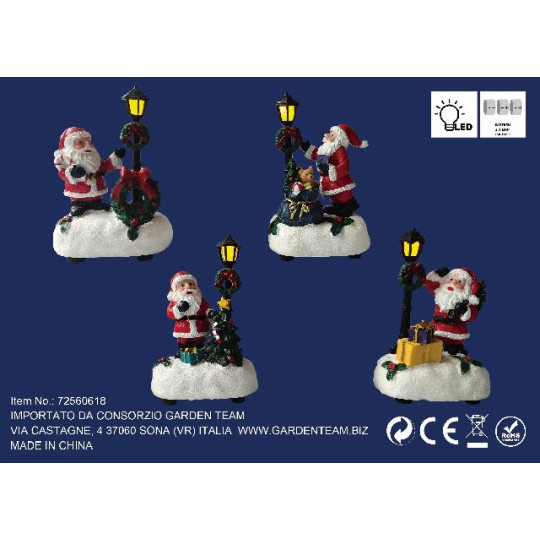 BABBO NATALE C/LAMPIONE 8X5,5X12CM LED BABBO NATALE C/LAMPIONE 8X5,5X12CM LED