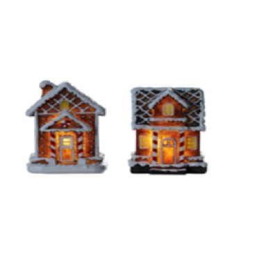 CASA GINGER BREAD LED 5XH8CM X2 ASS DISP 2