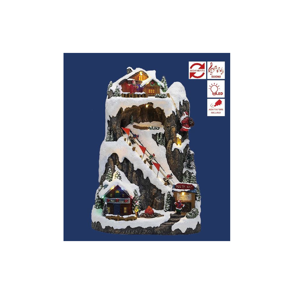 MONTAGNA LED MUSICA SCIATORI 25X22XH36,5