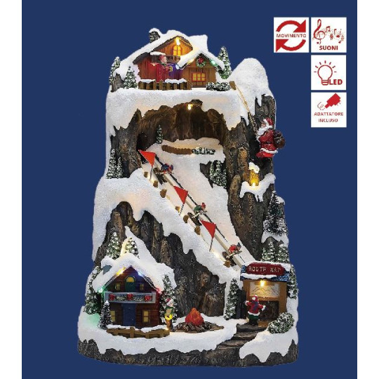 MONTAGNA LED MUSICA SCIATORI 25X22XH36,5