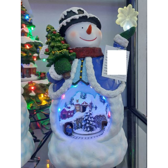 PUPAZZO DI NEVE BLU TRENO 19,5X16,5X30CM