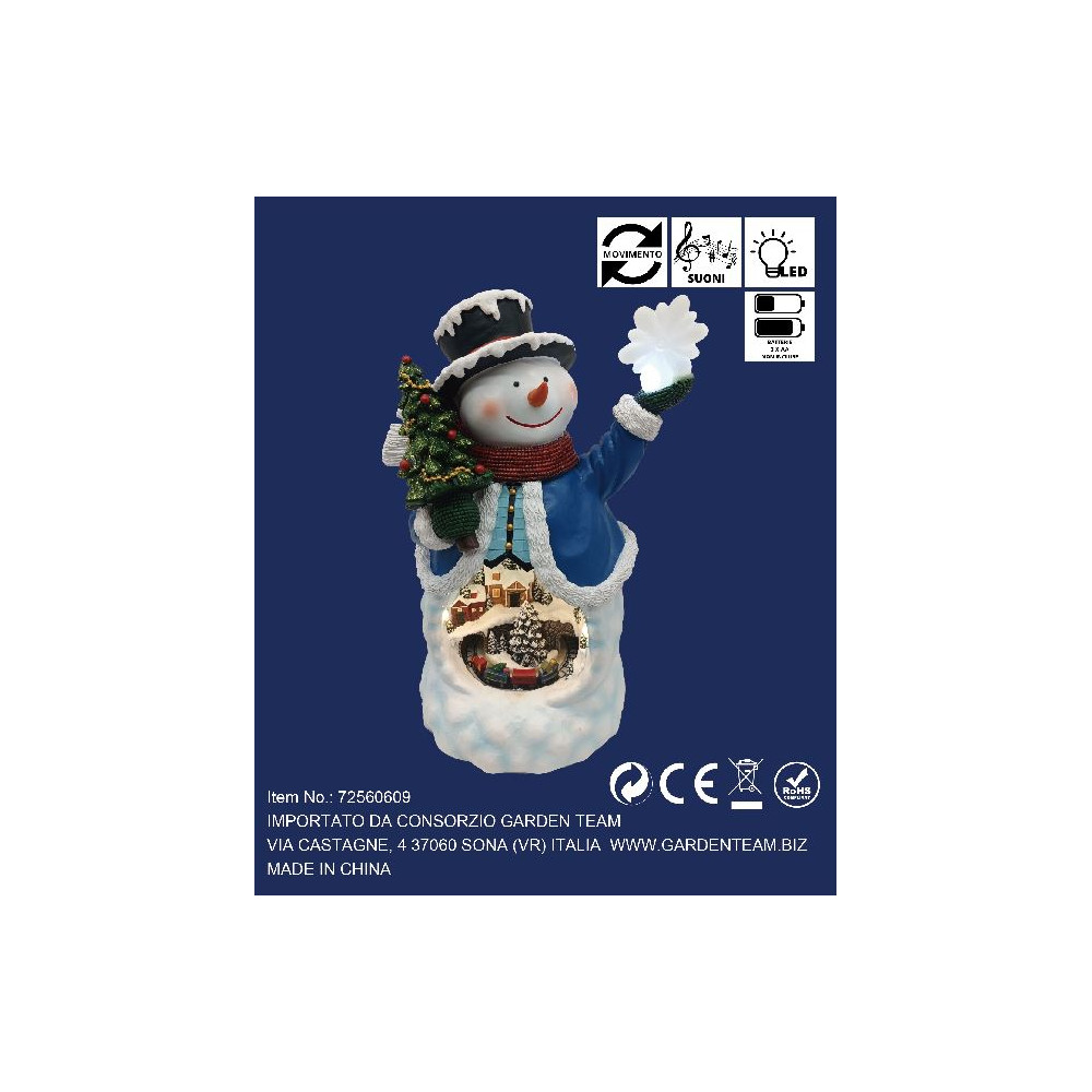 PUPAZZO DI NEVE BLU TRENO 19,5X16,5X30CM