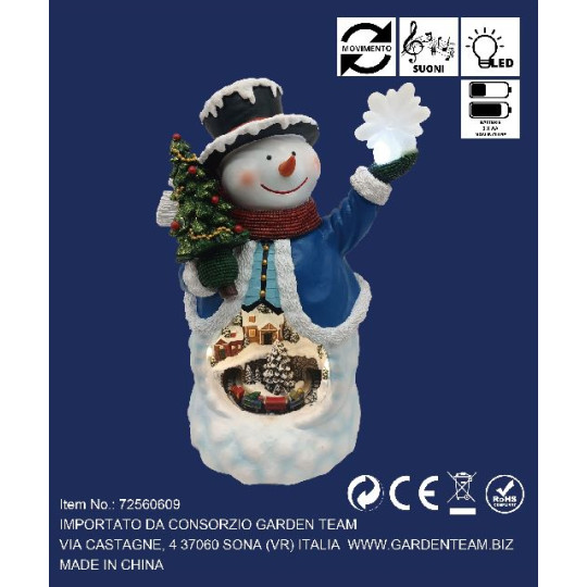 PUPAZZO DI NEVE BLU TRENO 19,5X16,5X30CM