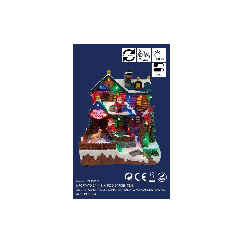 REINDEER LODGE MUS MOV LED 19X15X21CM REINDEER LODGE MUS MOV LED 19X15X21CM