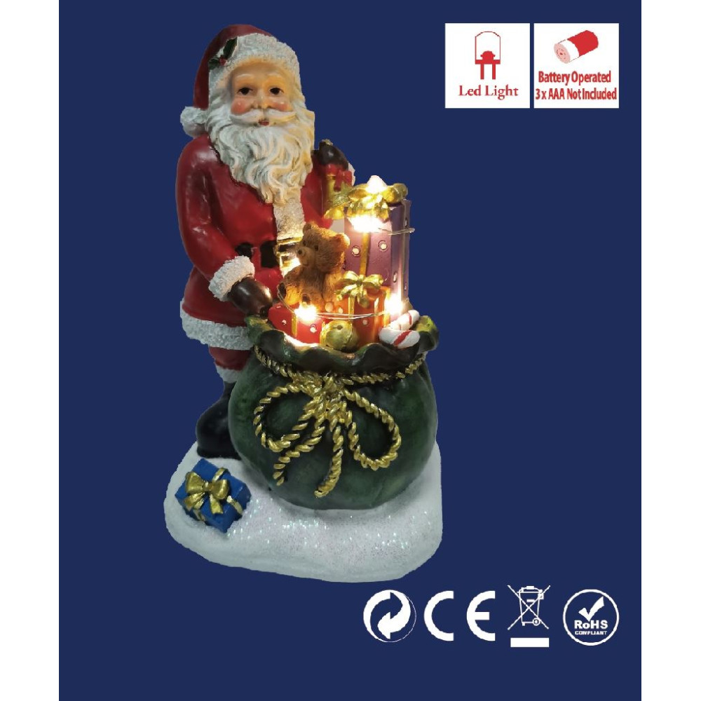 SANTA 8,5X8XH14,5CM LED X2ASS