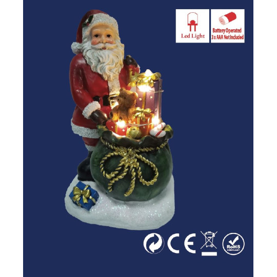 SANTA 8,5X8XH14,5CM LED X2ASS
